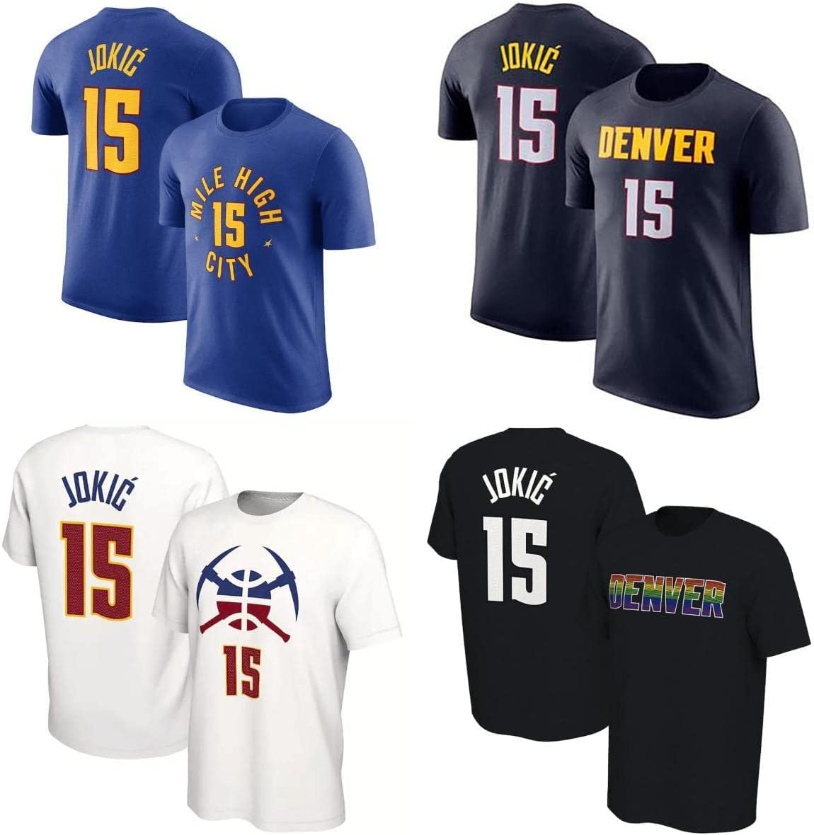 Amazon.co.jp: ニコラ・ヨキッチ 半袖 Jokic 番号15 周辺 Tシャツ